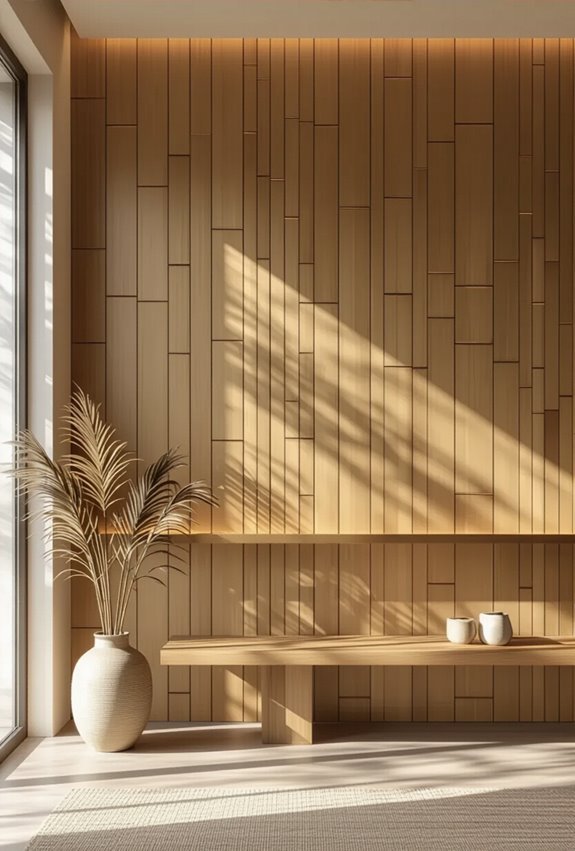 bamboo walls with brass