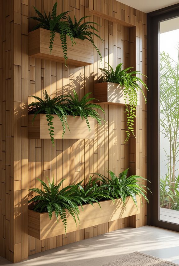 bamboo walls with planters