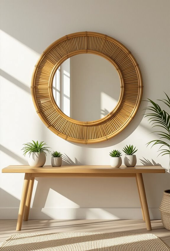 bamboo woven mirror frames