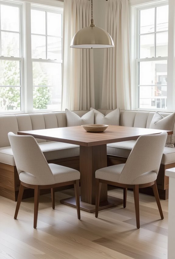 banquette paired with chairs
