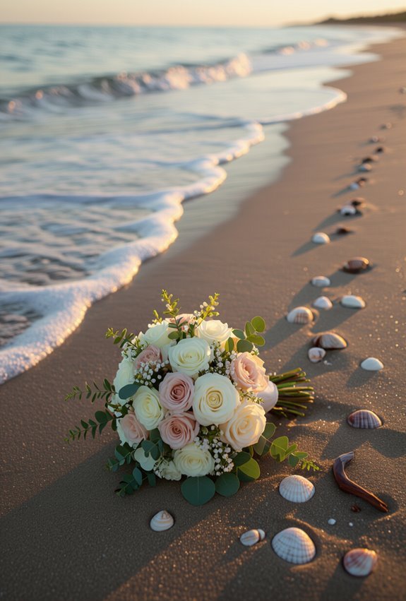 barefoot shoreline elegant wedding walk