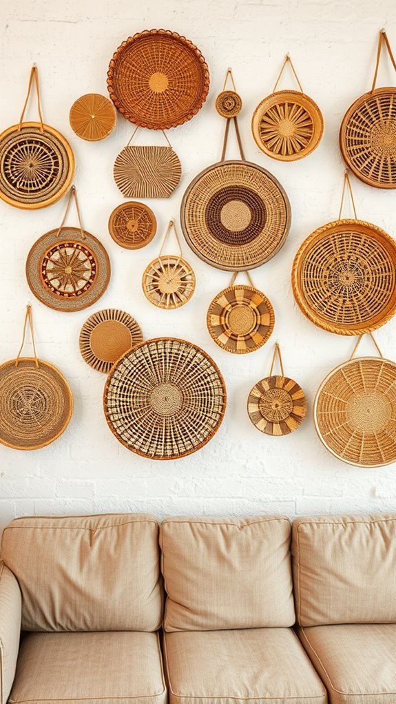 baskets arranged in patterns