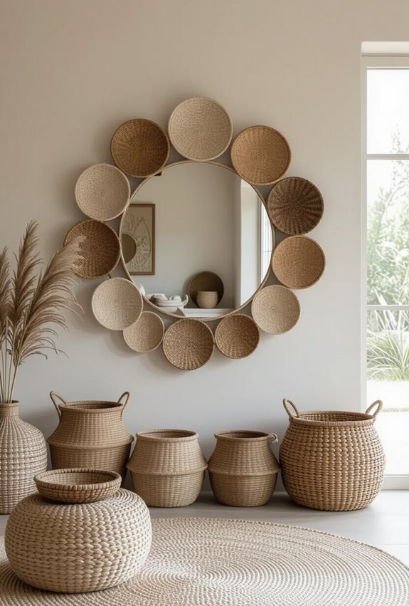 baskets enhance mirror focal point