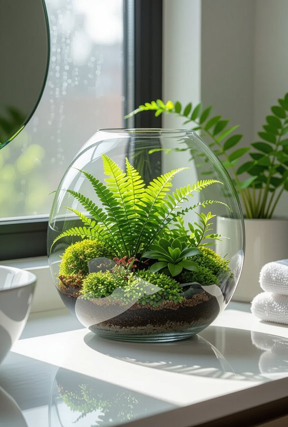 bathroom friendly closed terrarium gardening