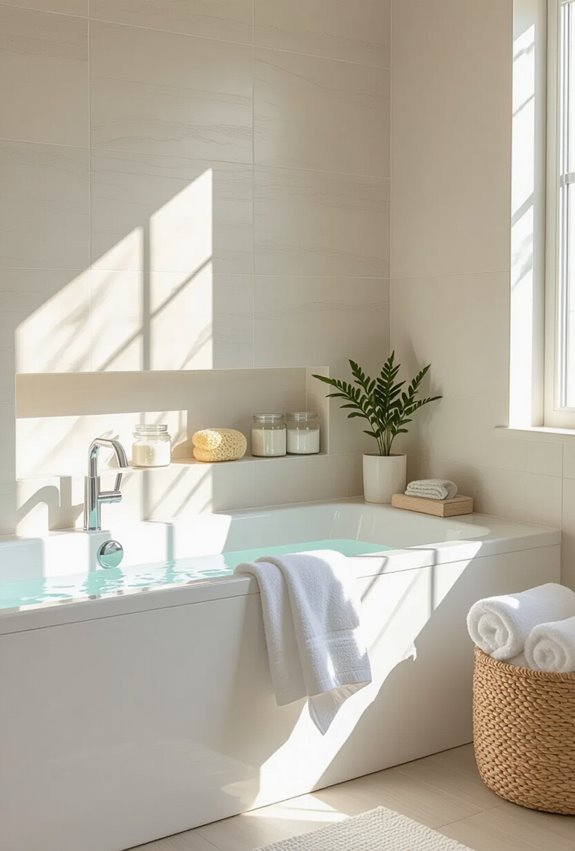 bathtub with integrated shelving