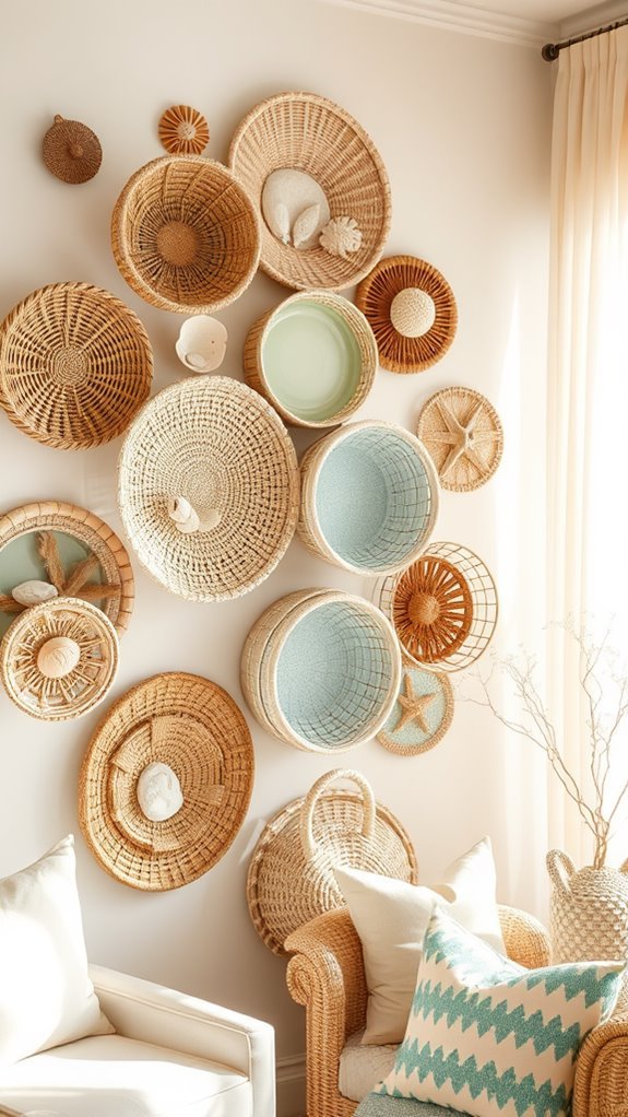 beachy woven decorative baskets