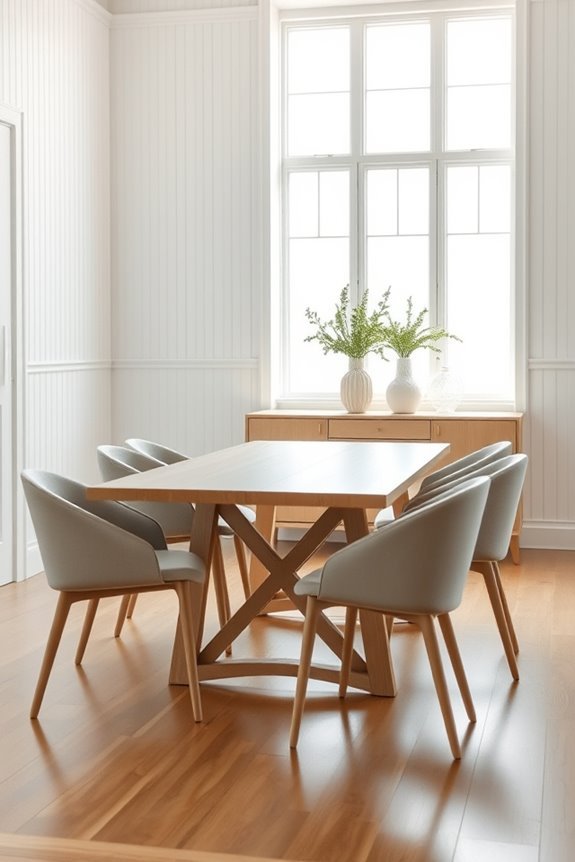beadboard enhances contemporary dining