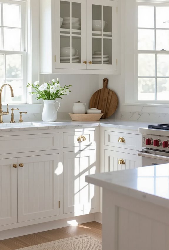 beadboard white cottage cabinetry