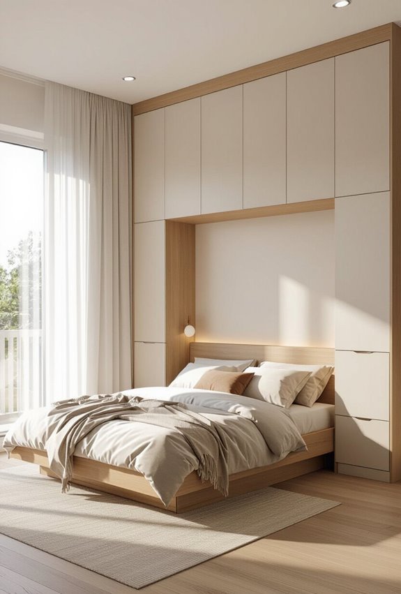 bed integrated cupboard storage solutions