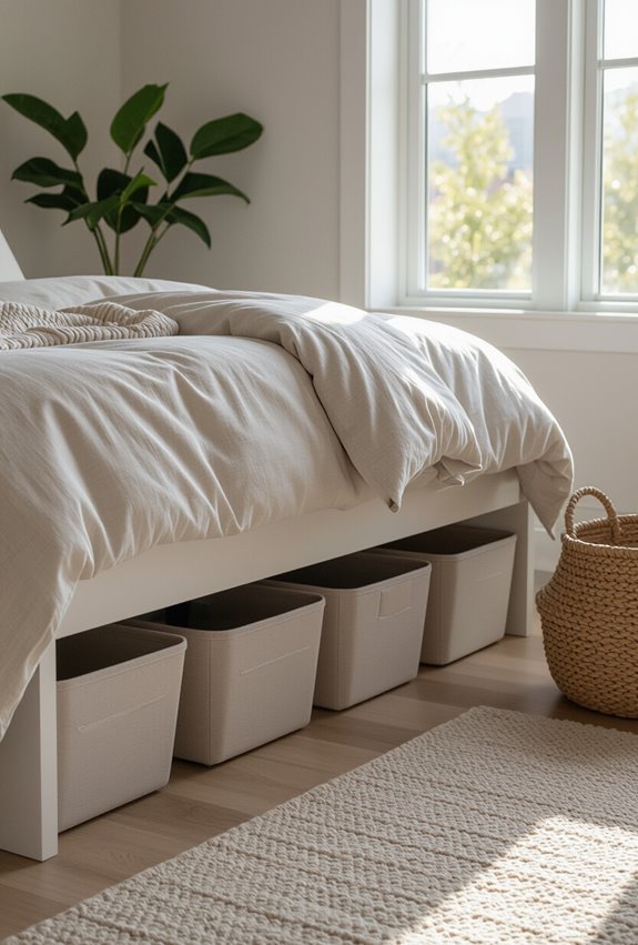 bed risers with rolling bins