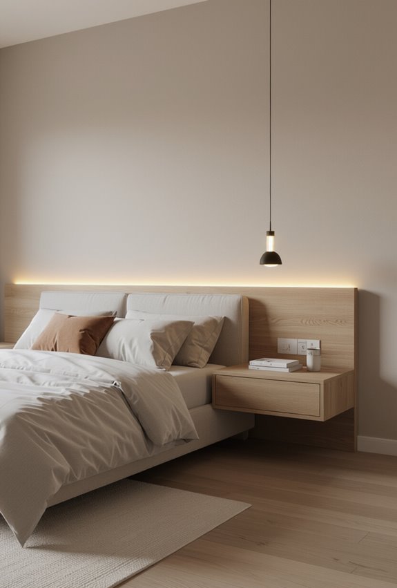 bed with integrated lighting