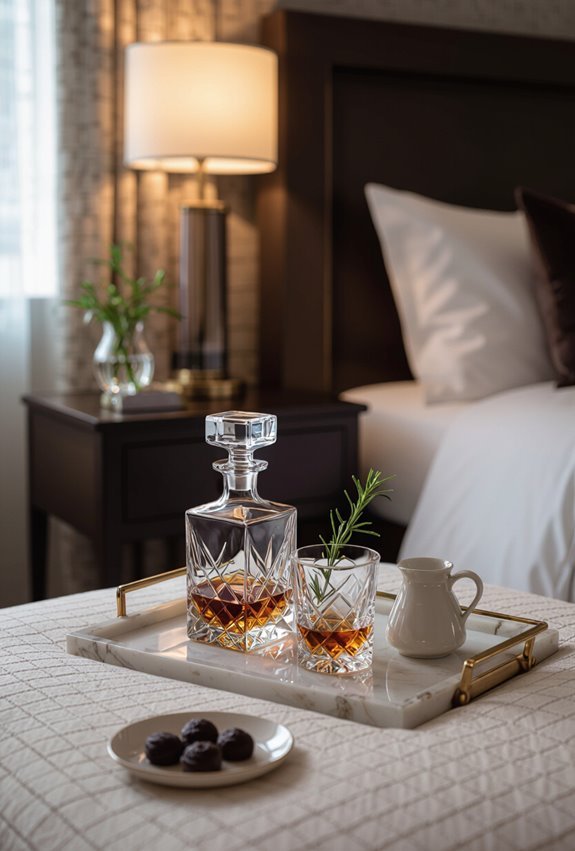 bedside mini bar setup