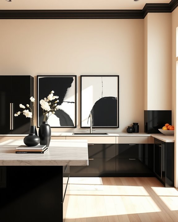 beige and black wall art