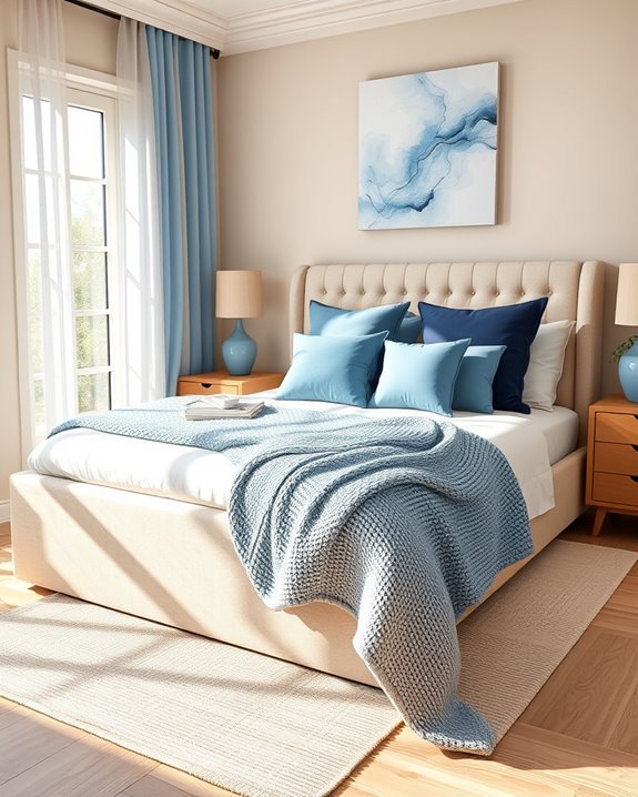 beige and blue tranquility