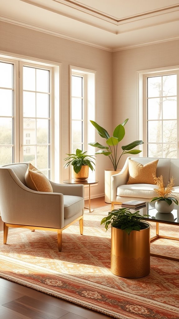 beige chairs with gold legs