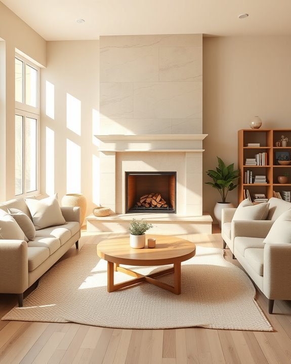 beige fireplace surrounds warmth