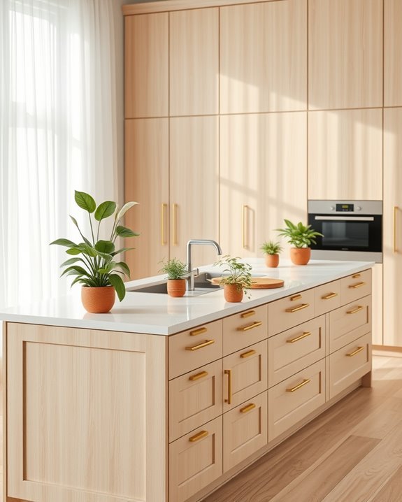 beige kitchen plant decor