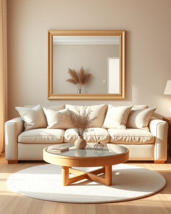 beige mirrors enhance light reflection