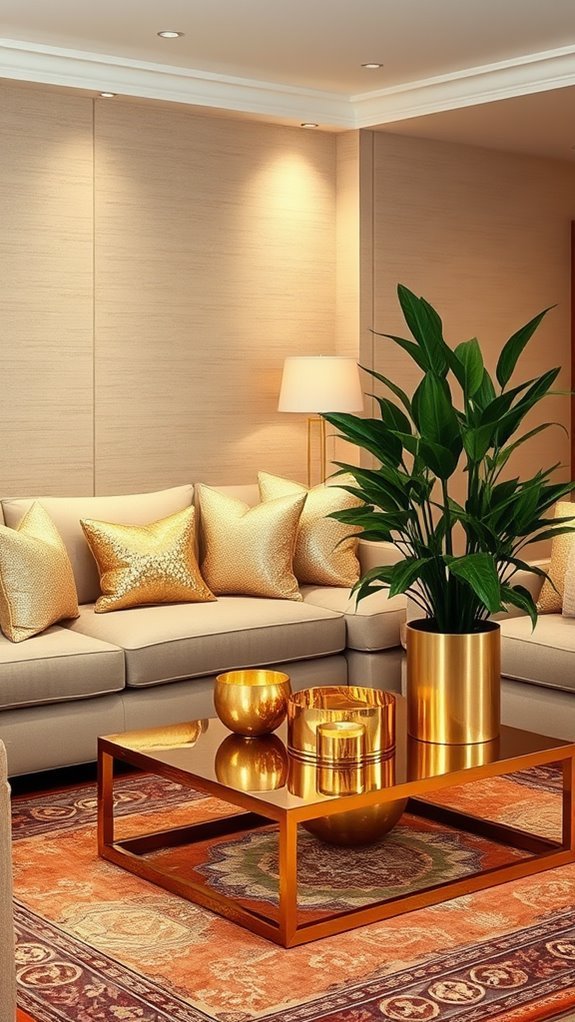 beige sectional sofas embellished gold