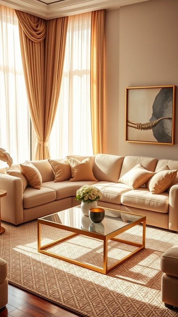 beige sofas with gold accents