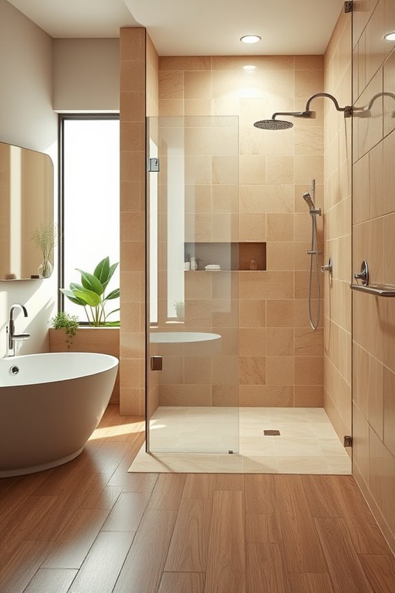 beige tile shower inspiration
