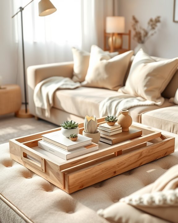beige trays for organization