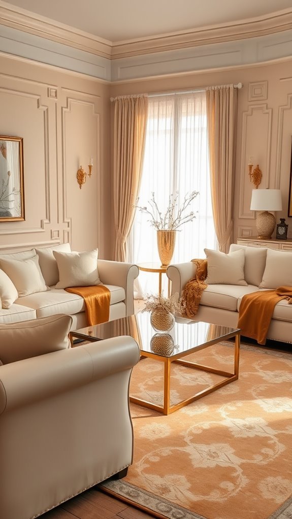 beige walls gold accents