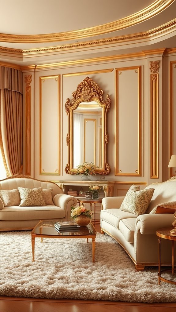beige walls gold accents