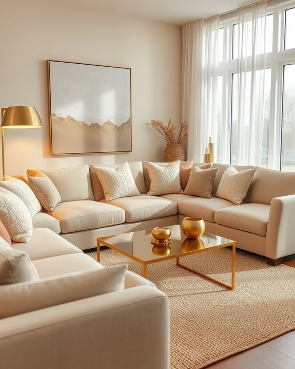 beige with metallic accents