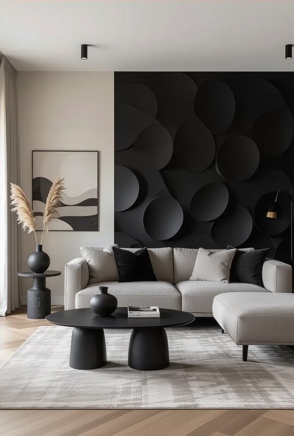 bespoke black mural and wallpaper