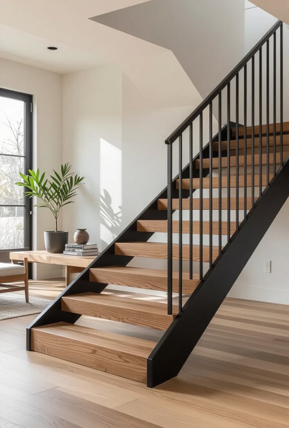 black accented wooden staircase