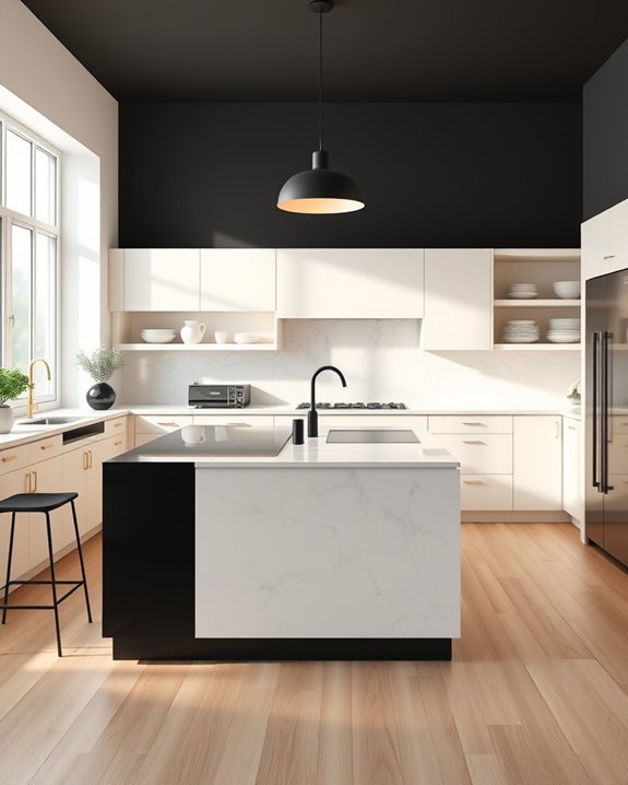 black and cream contrast