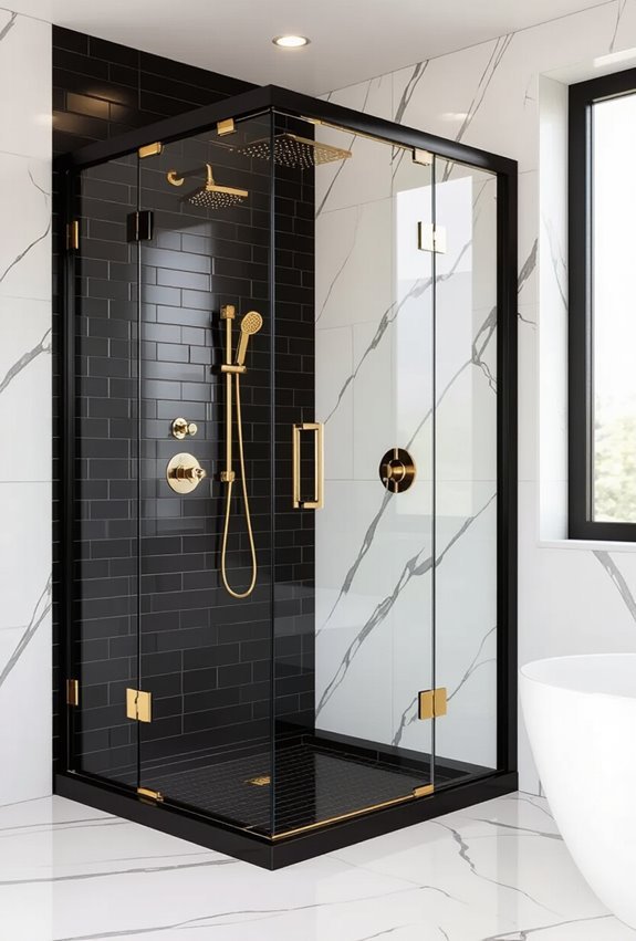 black and gold frameless marble