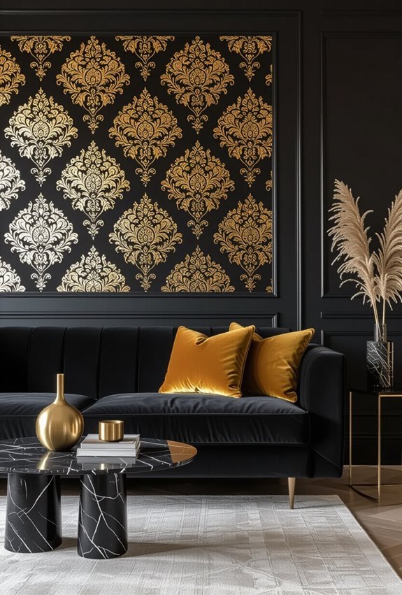 black and gold luxe wallpaper