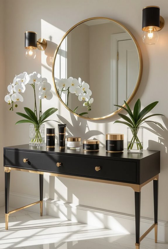 black and gold marble vanity