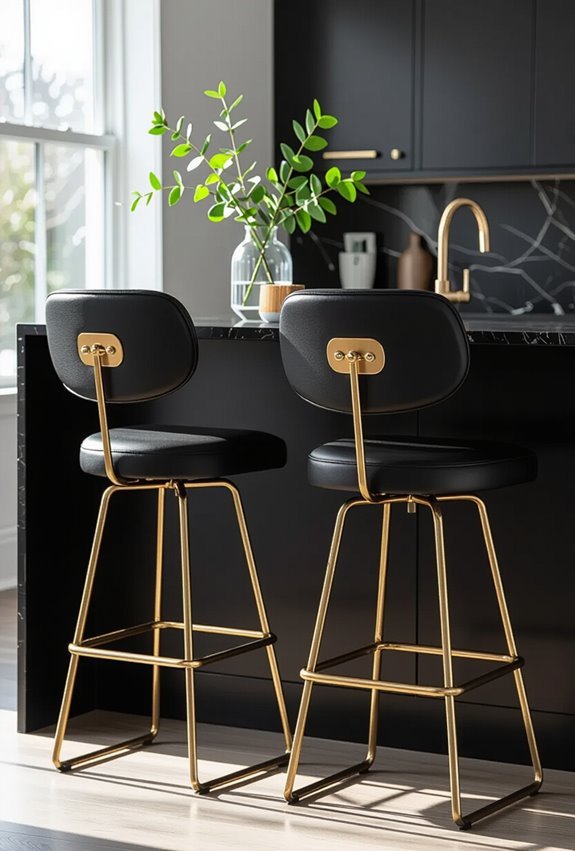 black and gold velvet stools