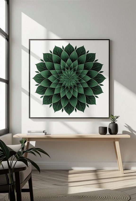 black and green botanical mandalas