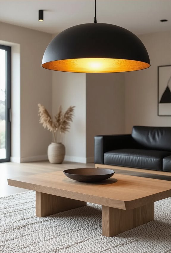 black and oak lighting accents
