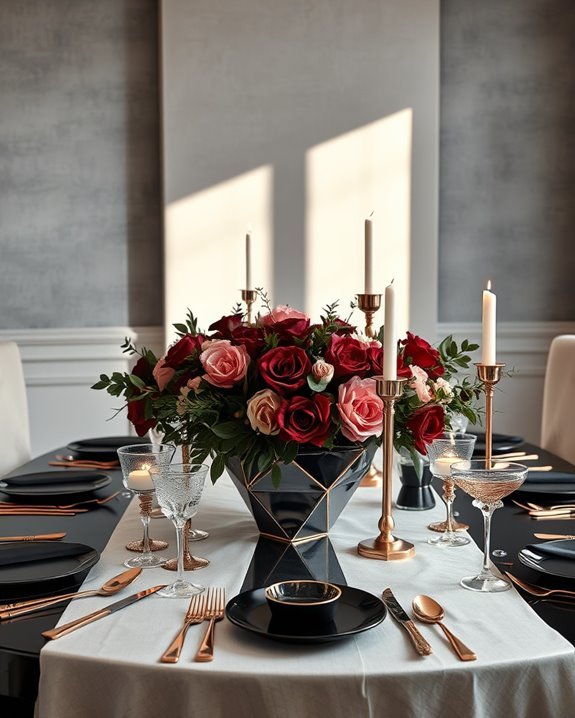 black and rose gold elegance