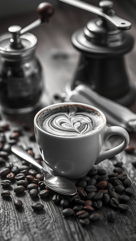 black and white coffee artistry