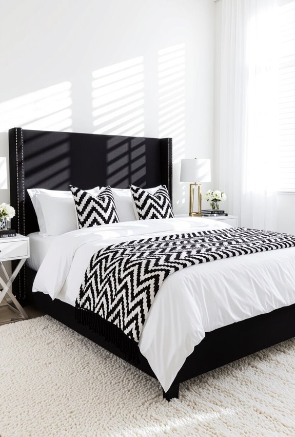black and white patterned accents
