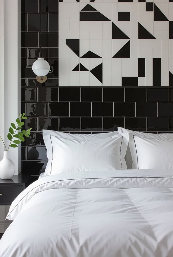 black and white tiled nook