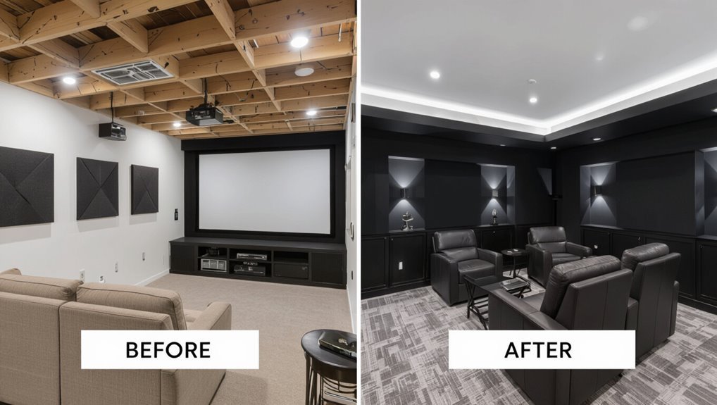 black ceiling enhances home theater