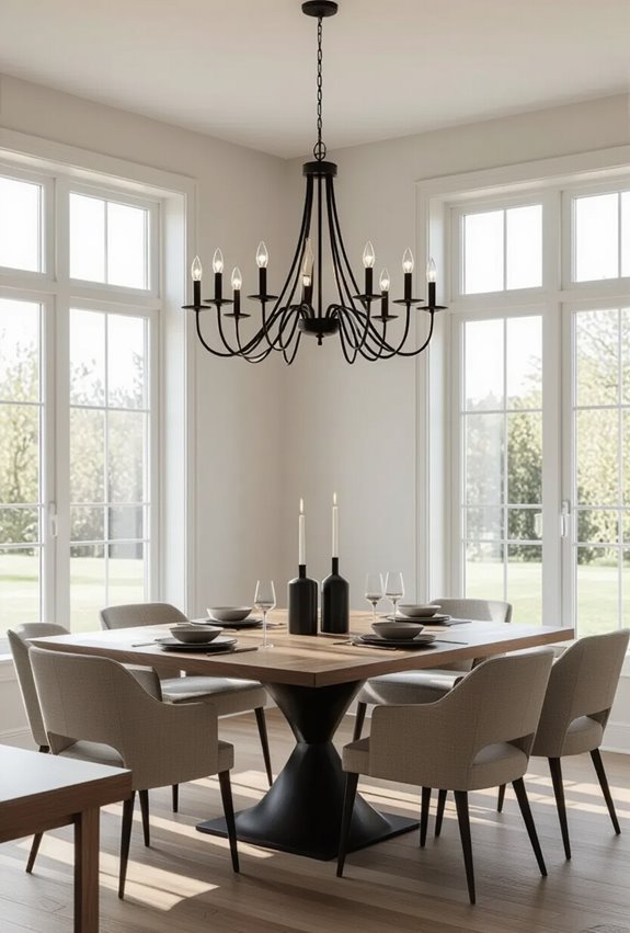 black chandelier warm ambiance