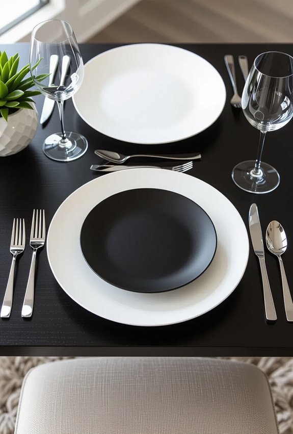 black chargers frame dinnerware