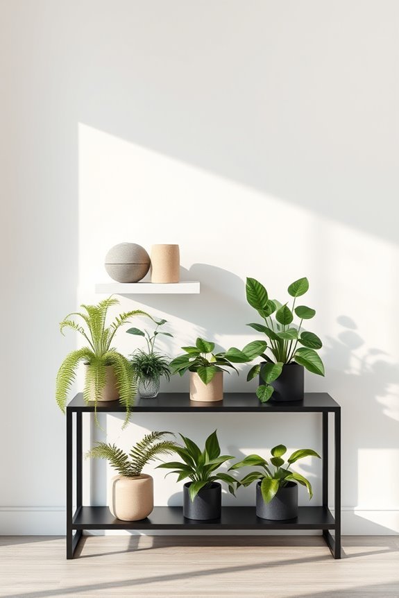 black console plant shelf