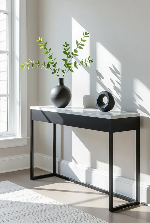 black console with marble