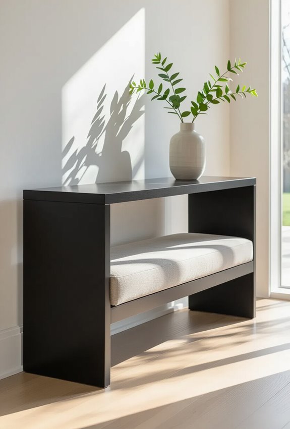 black console with seating