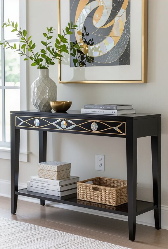 black consoles with inlays