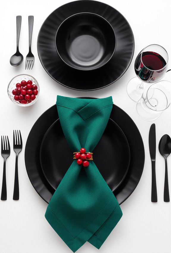 black dinnerware colorful accents